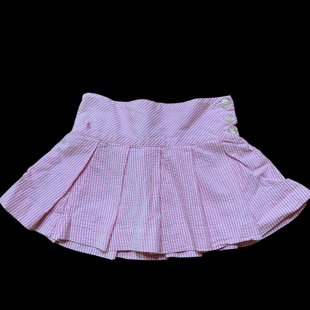Ralph Lauren Girls Skirt Seersucker Striped Light Pink Pleated Size 5 EUC - Picture 2 of 9